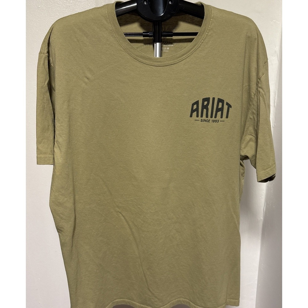 Ariat T-Shirt Mens XL olive green Short Sleeves Cotton Casual Activewear